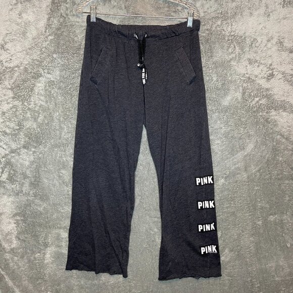 PINK Victorias Secret Women Comfy Lounge Wide Leg Logo Drawstring Sweatpant XS - Picture 1 of 10